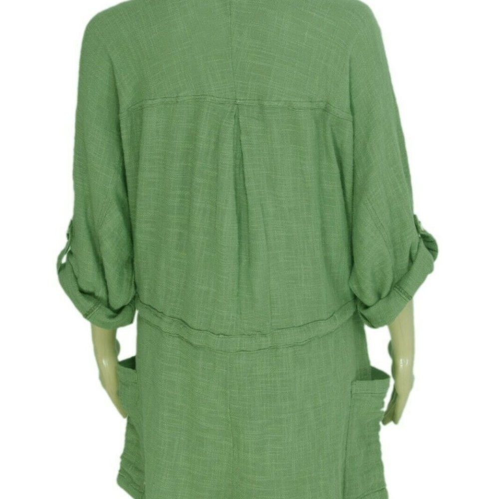 Out From Under Button-Down Romper Collared Green M - image 4